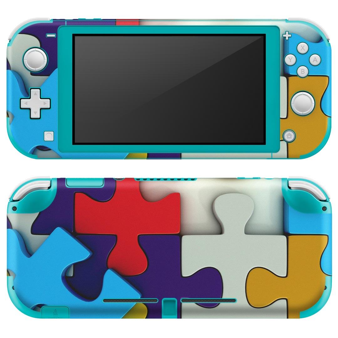 igsticker Nintendo Switch Lite 専用 デザインスキンシール 全面 ニンテンドー スイッチ ライト 専用 ゲーム機 カバー アクセサリー フィルム ステッカー エアフリー 006902 パズル カラフル