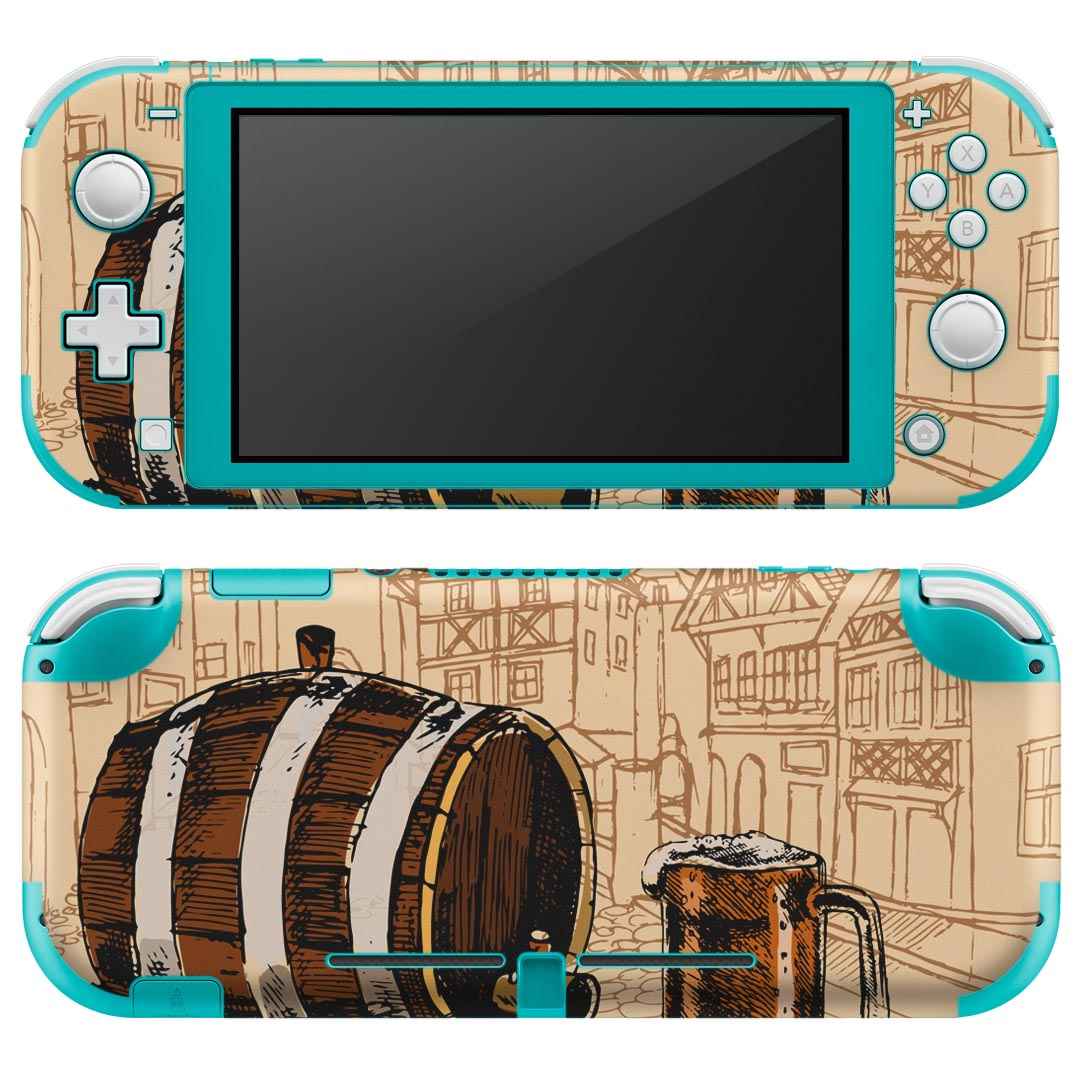 igsticker Nintendo Switch Lite 専用 デザインスキンシール 全面 ニンテンドー スイッチ ライト 専用 ゲーム機 カバー アクセサリー フィルム ステッカー エアフリー 006906 ビール　イラスト　建物