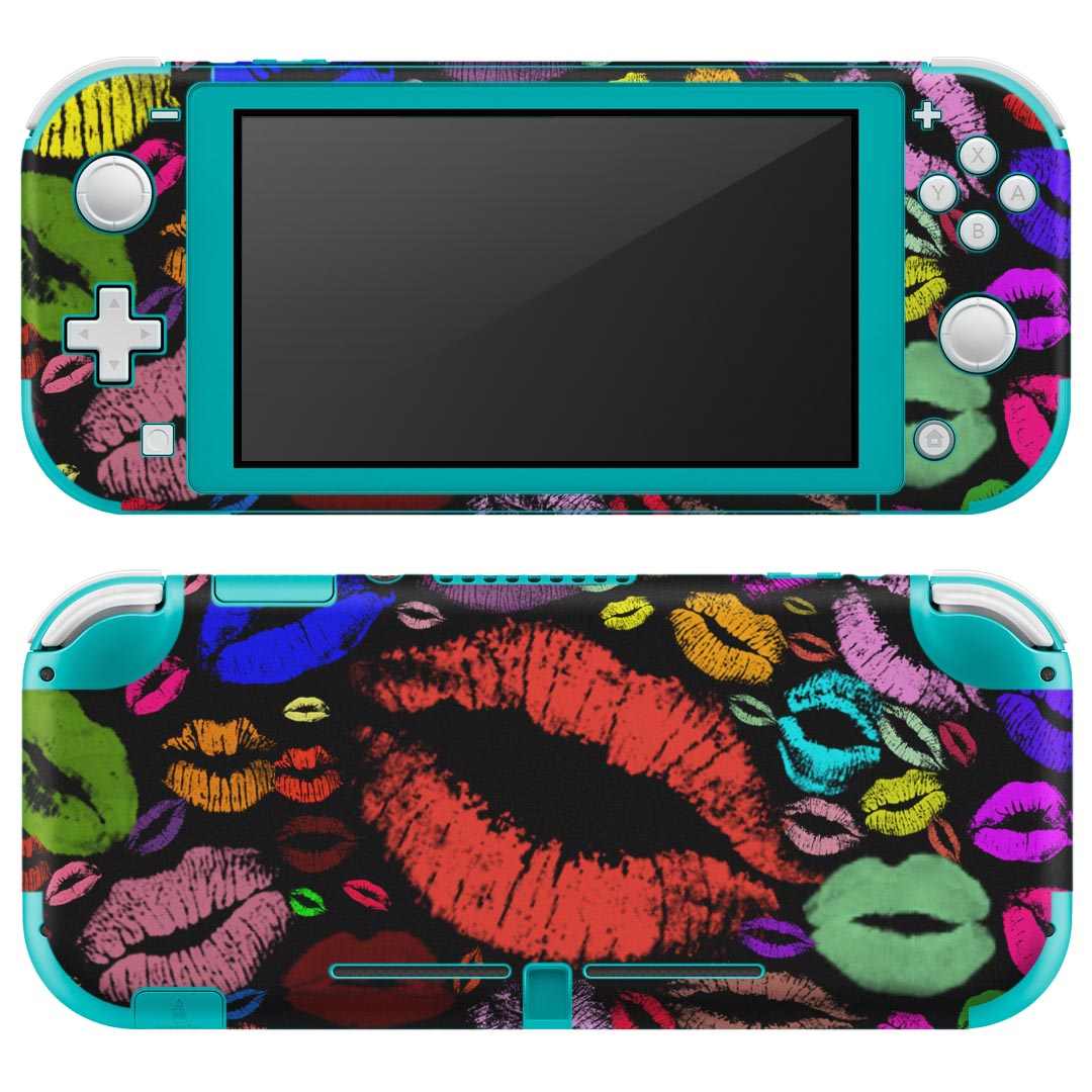 igsticker Nintendo Switch Lite 専用 デザインスキンシール 全面 ニンテンドー スイッチ ライト 専用 ゲーム機 カバー アクセサリー フィルム ステッカー エアフリー 006970 唇　カラフル