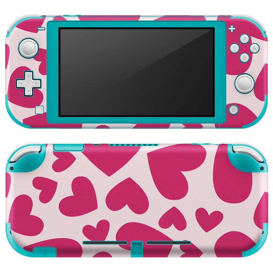 igsticker Nintendo Switch Lite 専用 デザインスキンシール 全面 ニンテンドー スイッチ ライト 専用 ゲーム機 カバー アクセサリー フィルム ステッカー エアフリー 007005 ハート　模様