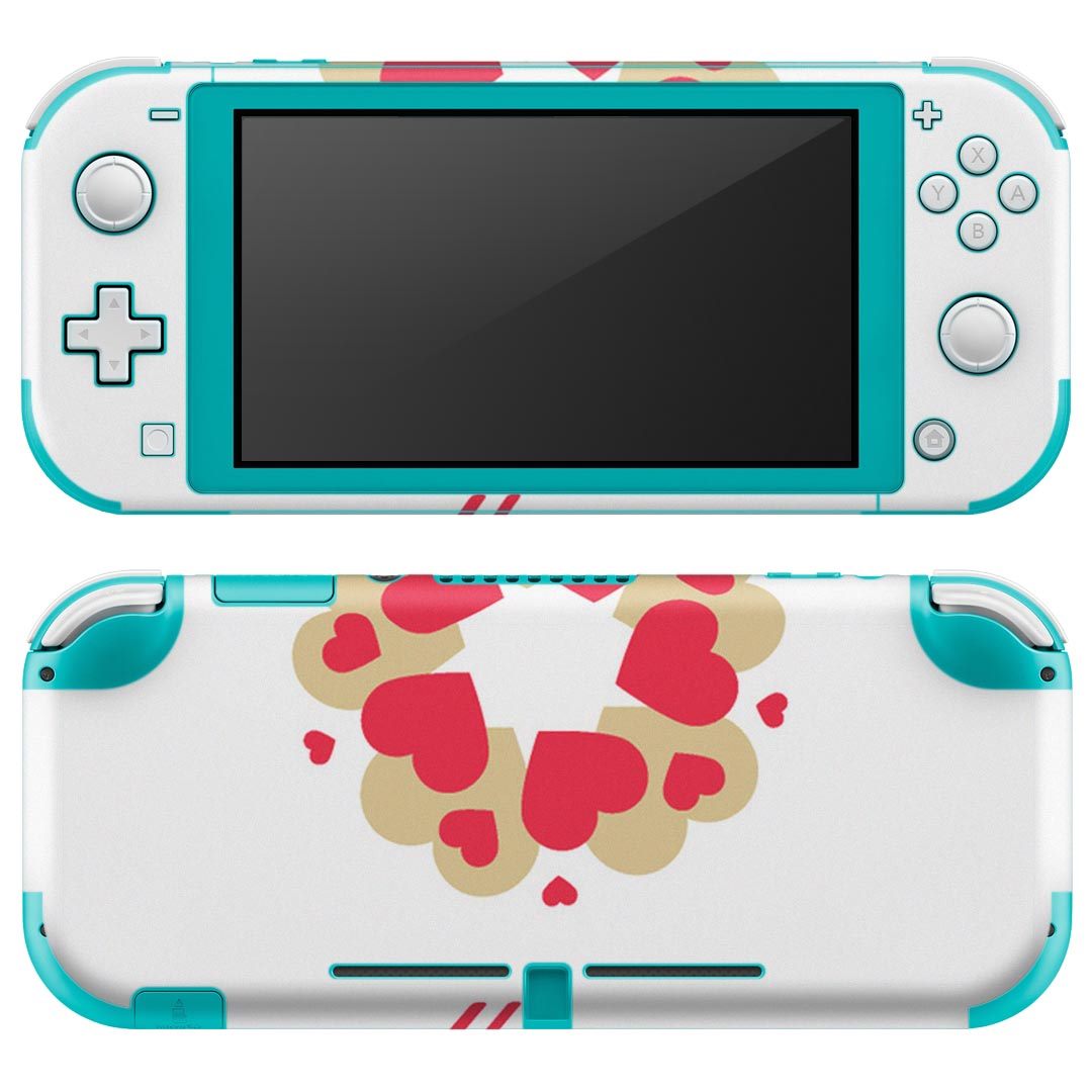 igsticker Nintendo Switch Lite 専用 デザインスキンシール 全面 ニンテンドー スイッチ ライト 専用 ゲーム機 カバー アクセサリー フィルム ステッカー エアフリー 007021 ハート　英語　文字