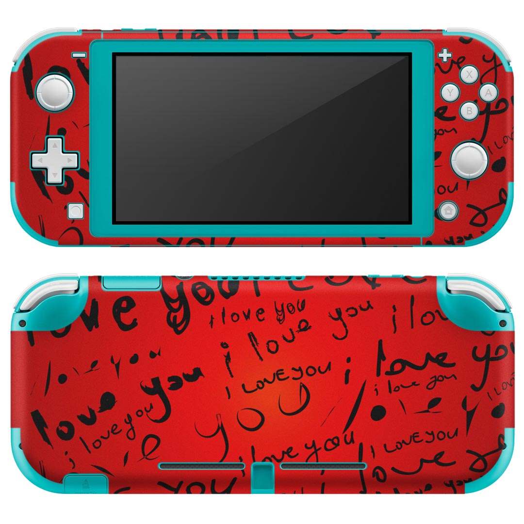 igsticker Nintendo Switch Lite 専用 デザインスキンシール 全面 ニンテンドー スイッチ ライト 専用 ゲーム機 カバー アクセサリー フィルム ステッカー エアフリー 007058 英語 文字 赤 レッド