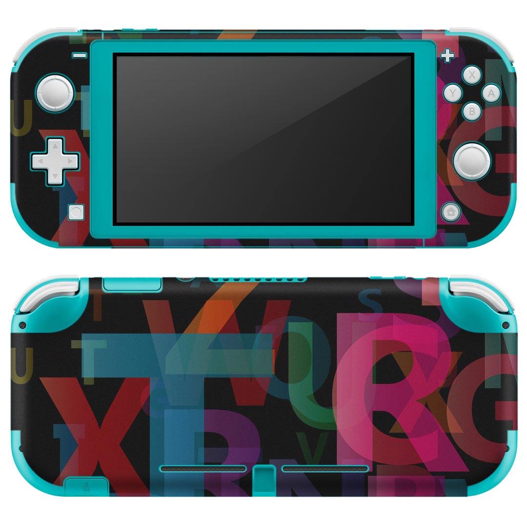 igsticker Nintendo Switch Lite 専用 デザインスキンシール 全面 ニンテンドー スイッチ ライト 専用 ゲーム機 カバー アクセサリー フィルム ステッカー エアフリー 007067 英語　カラフル　文字