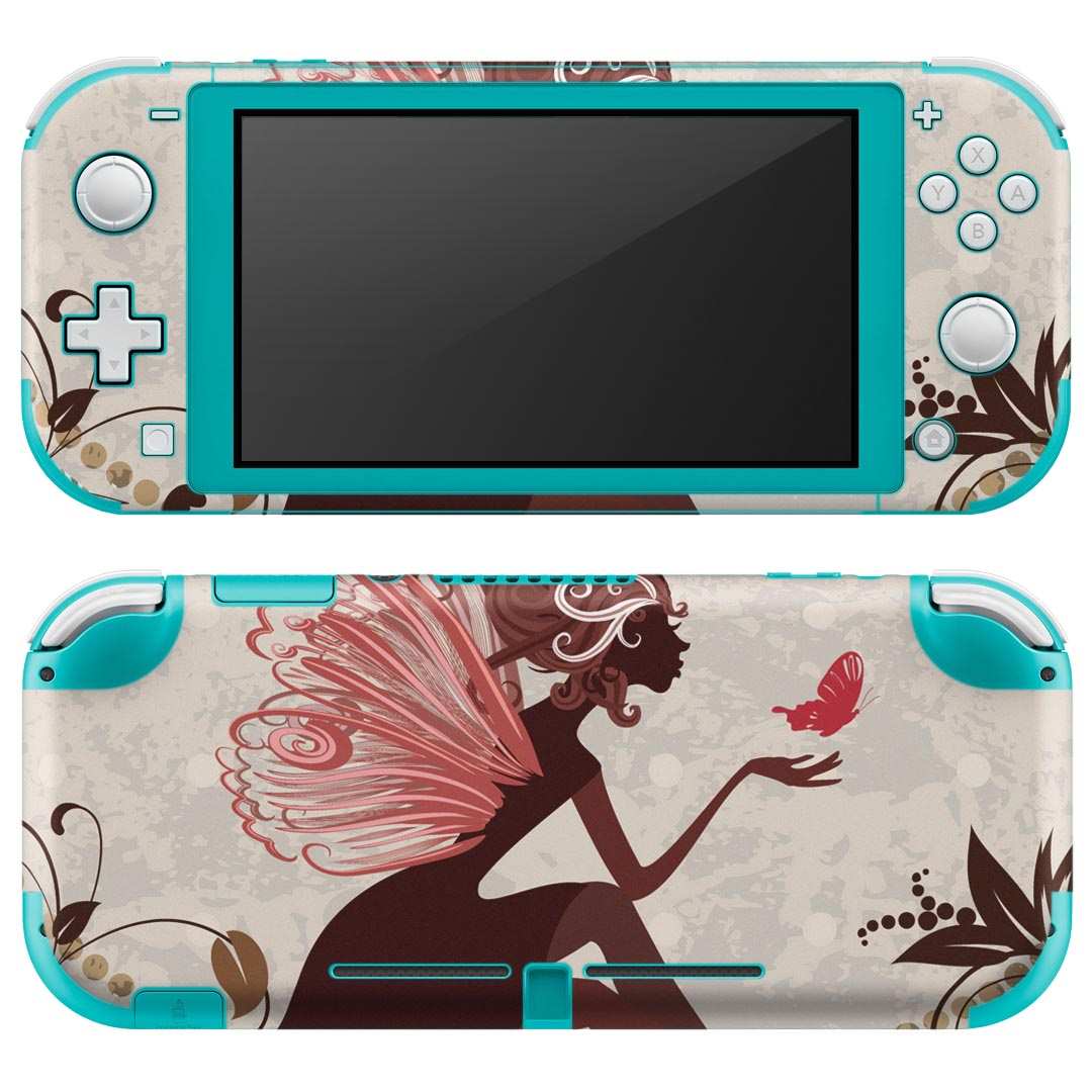 igsticker Nintendo Switch Lite 専用 デザインスキンシール 全面 ニンテンドー スイッチ ライト 専用 ゲーム機 カバー アクセサリー フィルム ステッカー エアフリー 007095 人物　蝶