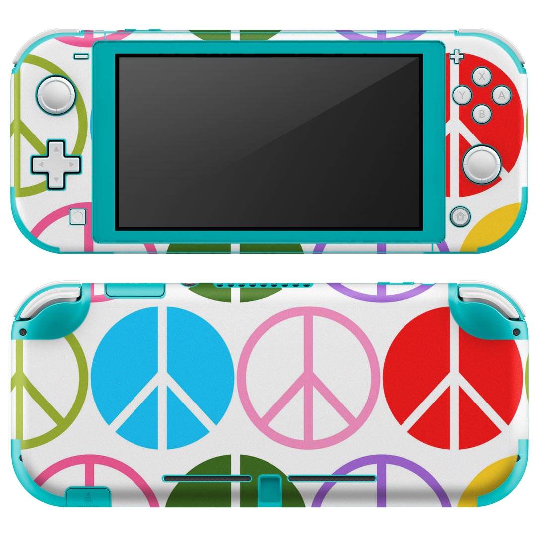 igsticker Nintendo Switch Lite 専用 デザインスキンシール 全面 ニンテンドー スイッチ ライト 専用 ゲーム機 カバー アクセサリー フィルム ステッカー エアフリー 007103 ピースマーク　模様