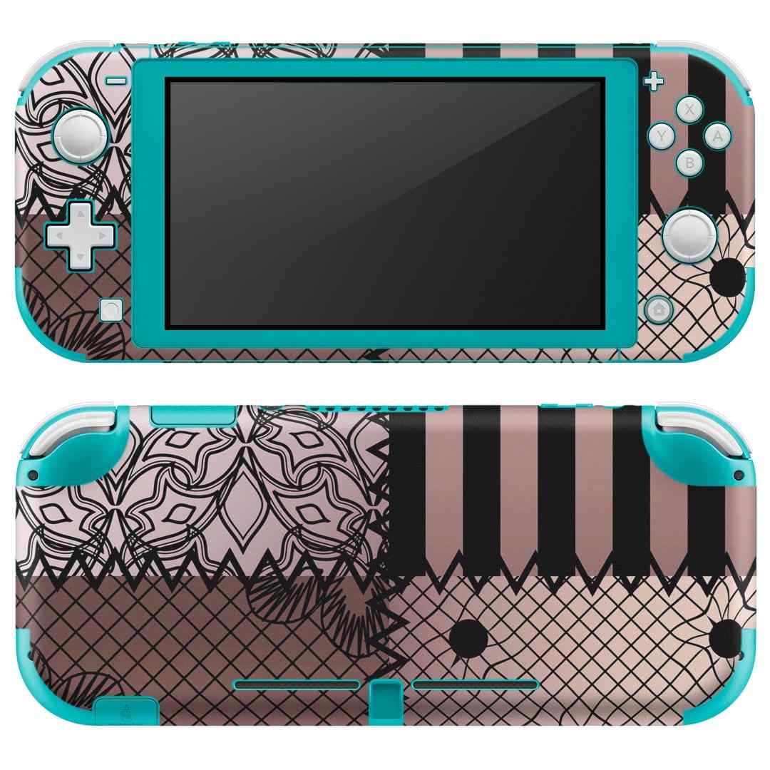 igsticker Nintendo Switch Lite 専用 デザインスキンシール 全面 ニンテンドー スイッチ ライト 専用 ゲーム機 カバー アクセサリー フィルム ステッカー エアフリー 007193 レース 模様