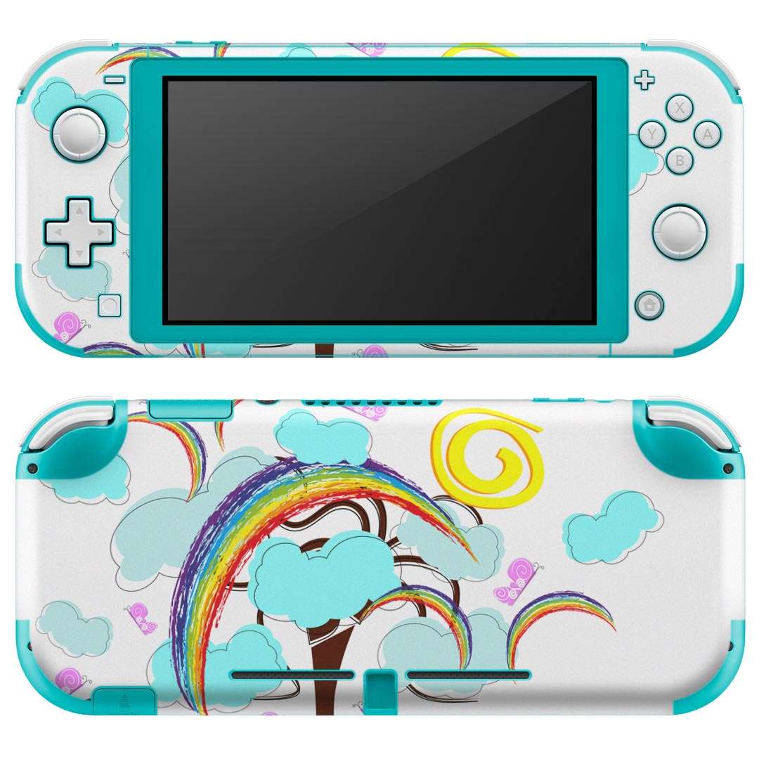 igsticker Nintendo Switch Lite 専用 デザインスキンシール 全面 ニンテンドー スイッチ ライト 専用 ゲーム機 カバー アクセサリー フィルム ステッカー エアフリー 007263 虹　イラスト
