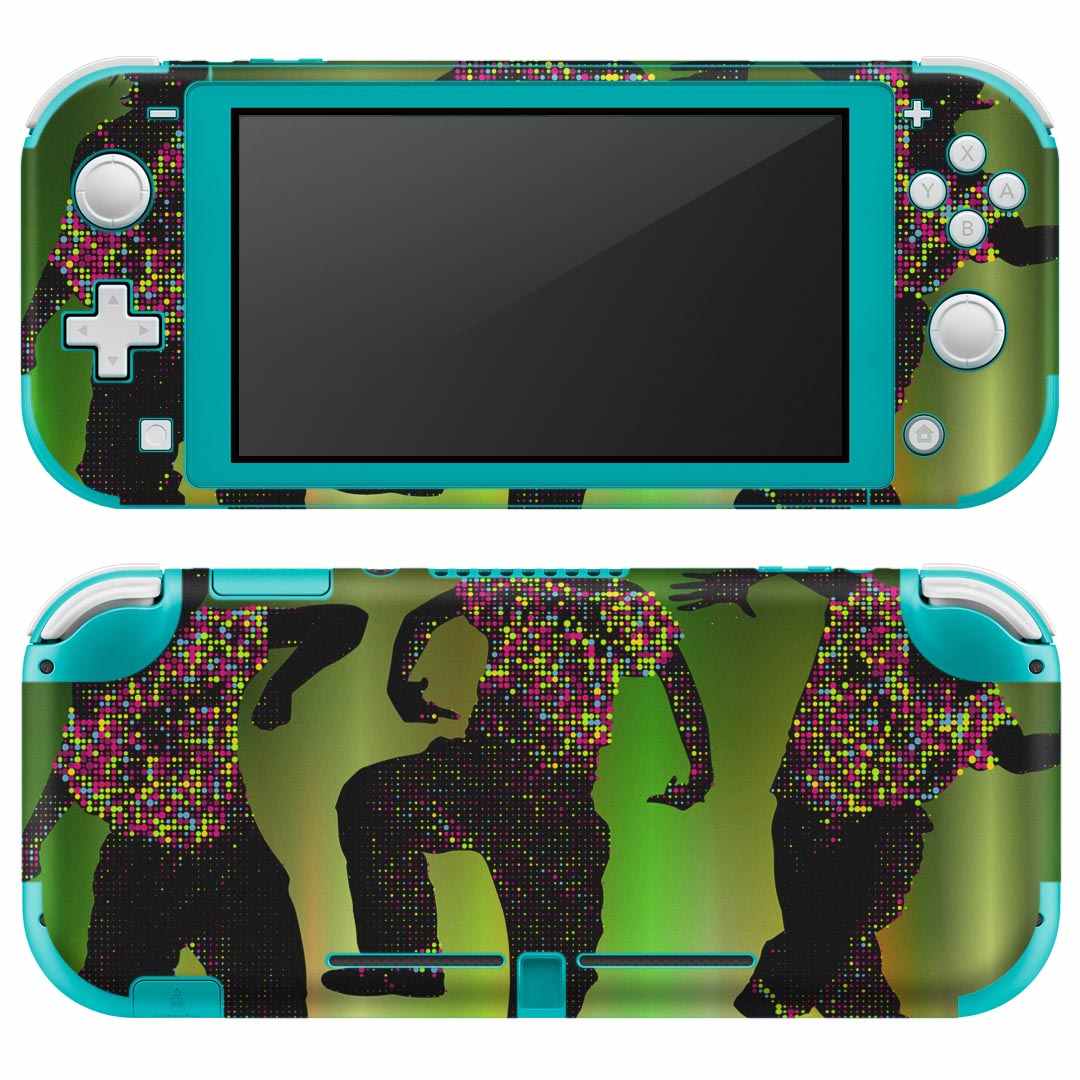 igsticker Nintendo Switch Lite 専用 デザインスキンシール 全面 ニンテンドー スイッチ ライト 専用 ゲーム機 カバー アクセサリー フィルム ステッカー エアフリー 007327 ダンス 人物 カラフル 緑
