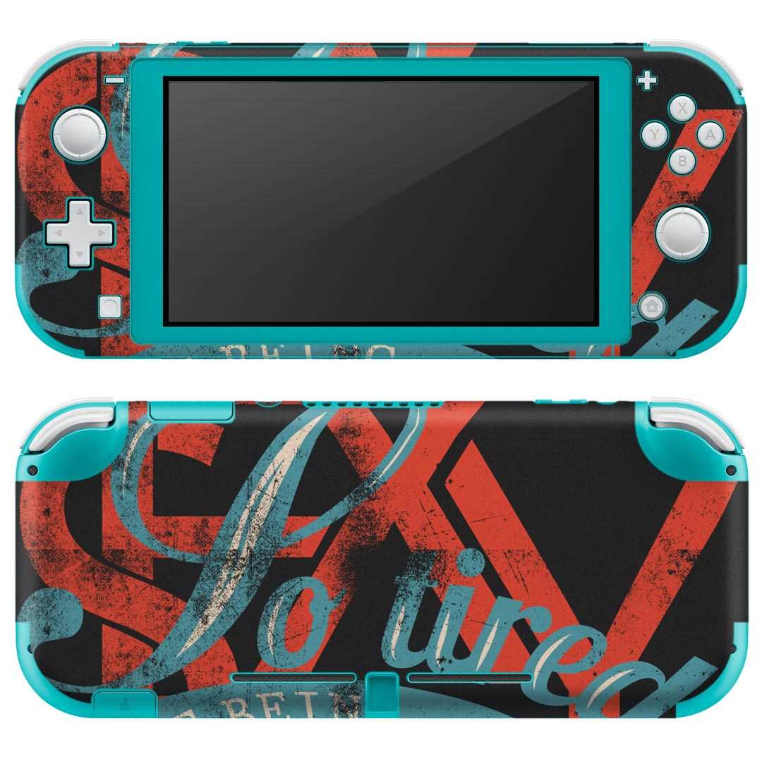 igsticker Nintendo Switch Lite 専用 デザインスキンシール 全面 ニンテンドー スイッチ ライト 専用 ゲーム機 カバー アクセサリー フィルム ステッカー エアフリー 007330 英語　文字　レトロ