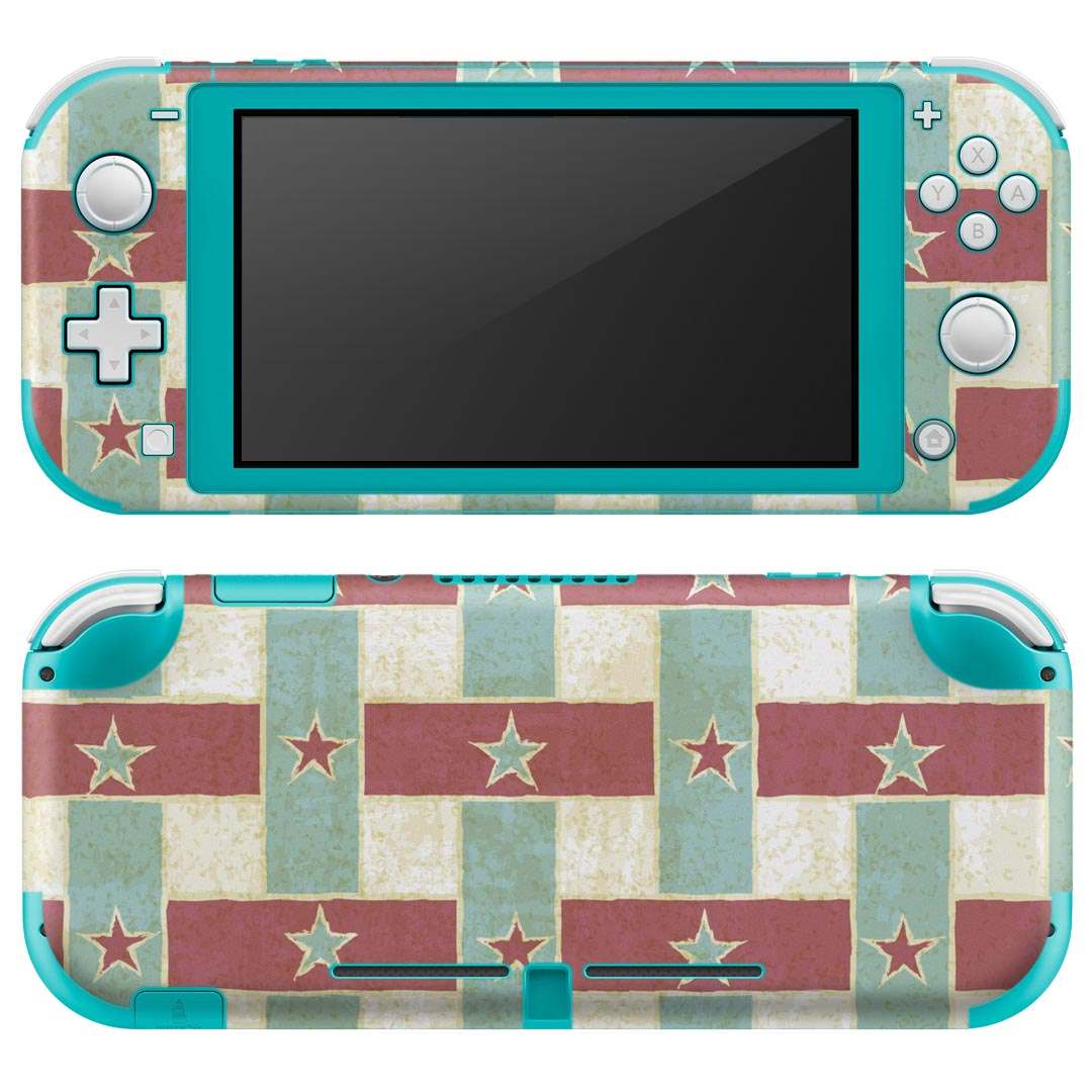 igsticker Nintendo Switch Lite 専用 デザインスキンシール 全面 ニンテンドー スイッチ ライト 専用 ゲーム機 カバー アクセサリー フィルム ステッカー エアフリー 007344 星　スター　チェック　模様