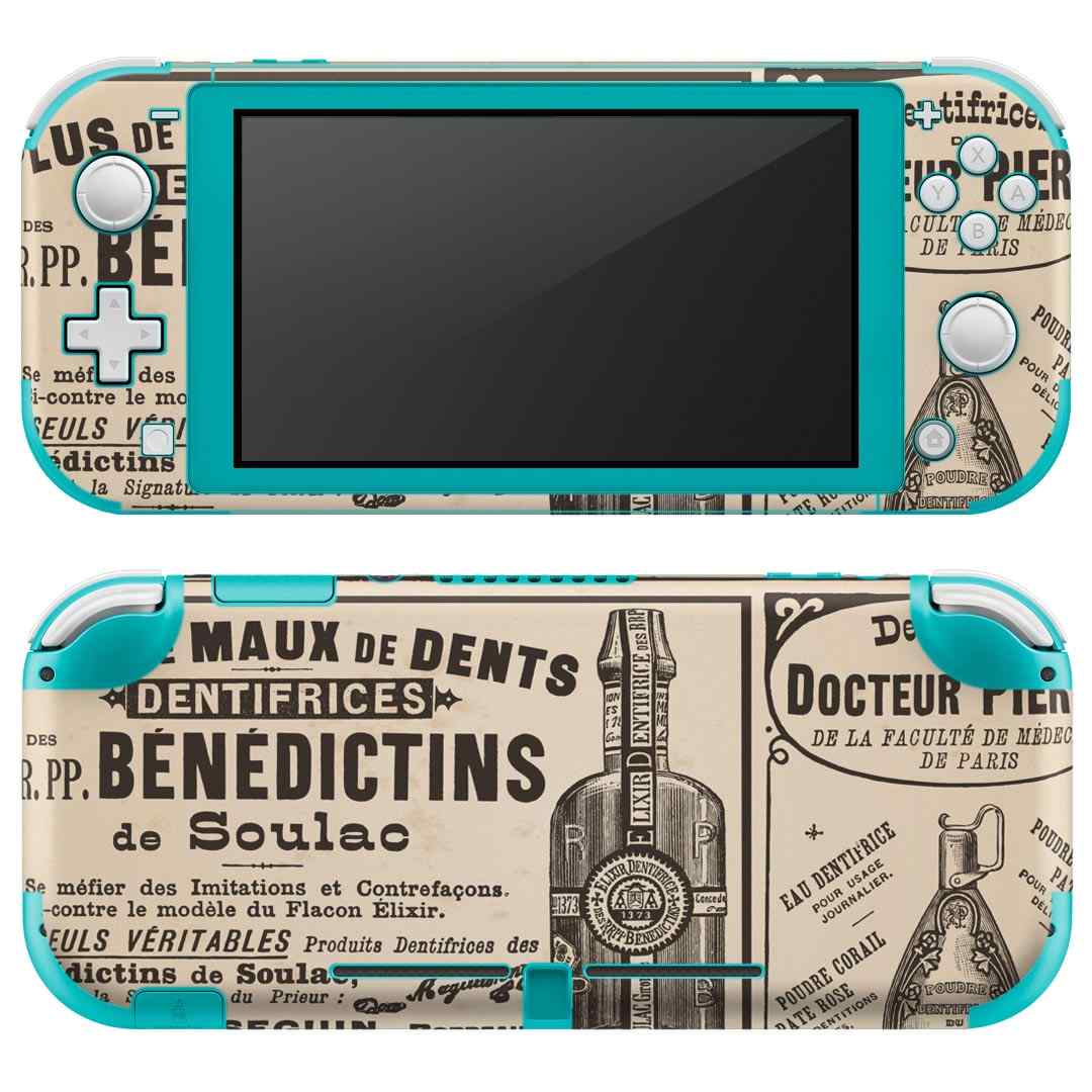 igsticker Nintendo Switch Lite 専用 デザインスキンシール 全面 ニンテンドー スイッチ ライト 専用 ゲーム機 カバー アクセサリー フィルム ステッカー エアフリー 007367 文字 英語 新聞