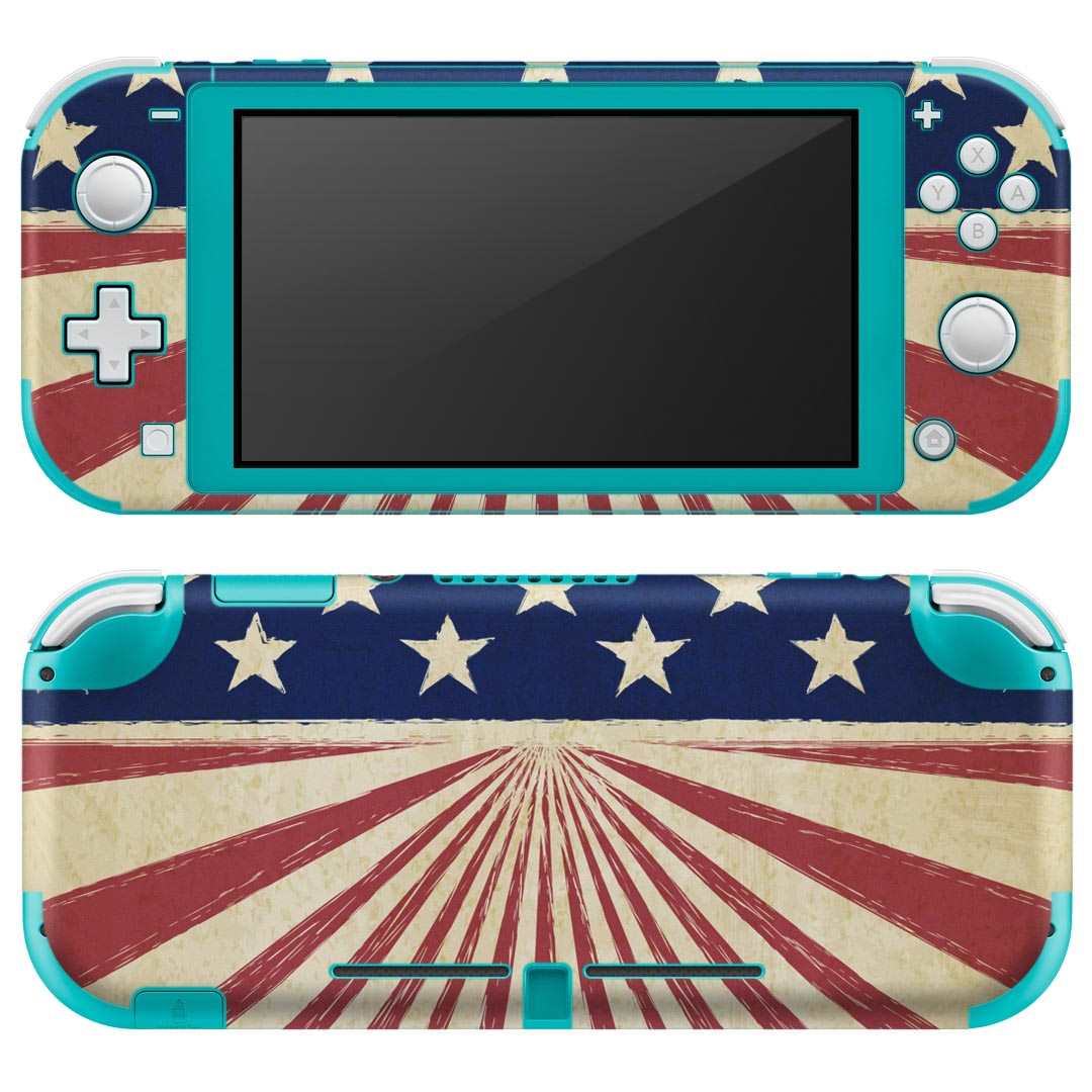igsticker Nintendo Switch Lite 専用 デザインスキンシール 全面 ニンテンドー スイッチ ライト 専用 ゲーム機 カバー アクセサリー フィルム ステッカー エアフリー 007387 米国　国旗　星　スター