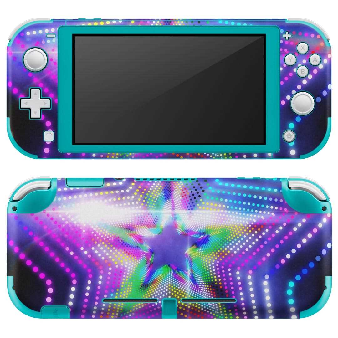 igsticker Nintendo Switch Lite 専用 デザインスキンシール 全面 ニンテンドー スイッチ ライト 専用 ゲーム機 カバー アクセサリー フィルム ステッカー エアフリー 007397 カラフル レインボー 星 スター