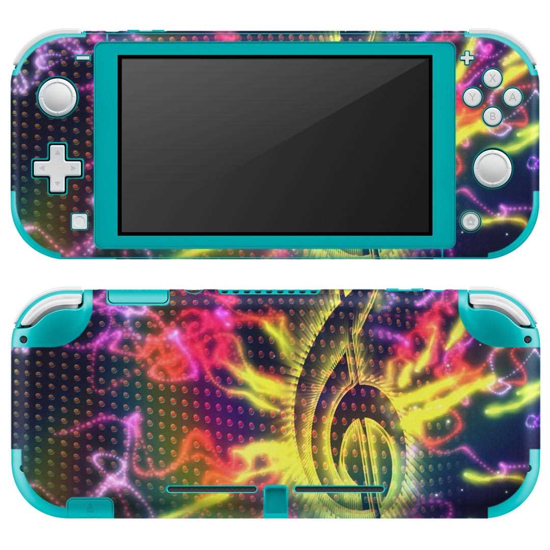 igsticker Nintendo Switch Lite 専用 デザインスキンシール 全面 ニンテンドー スイッチ ライト 専用 ゲーム機 カバー アクセサリー フィルム ステッカー エアフリー 007398 音符 カラフル レインボー