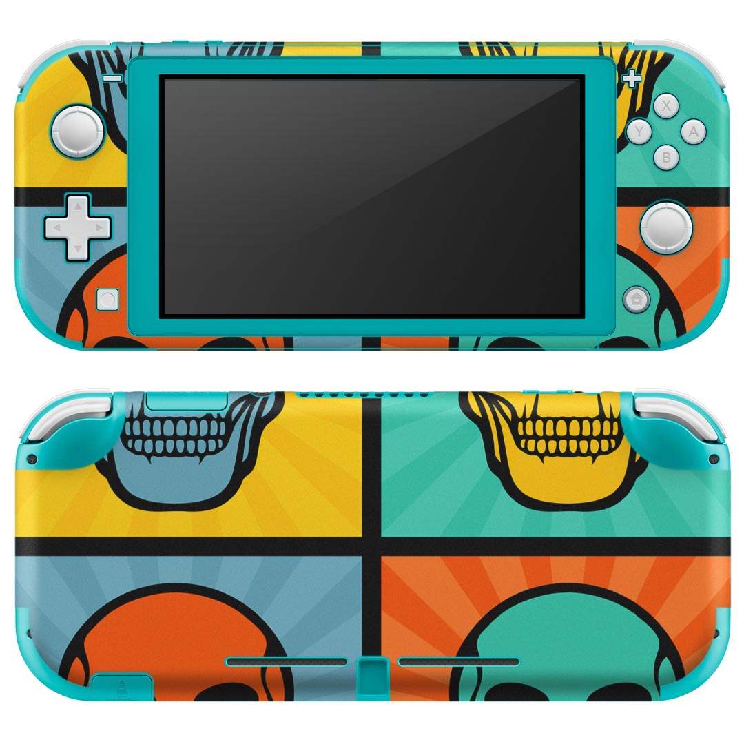 igsticker Nintendo Switch Lite 専用 デザインスキンシール 全面 ニンテンドー スイッチ ライト 専用 ゲーム機 カバー アクセサリー フィルム ステッカー エアフリー 007400 ドクロ　骸骨　カラフル　イラスト