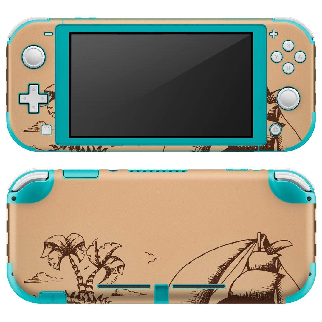 igsticker Nintendo Switch Lite 専用 デザインスキンシール 全面 ニンテンドー スイッチ ライト 専用 ゲーム機 カバー アクセサリー フィルム ステッカー エアフリー 007409 イラスト　海賊　船　島
