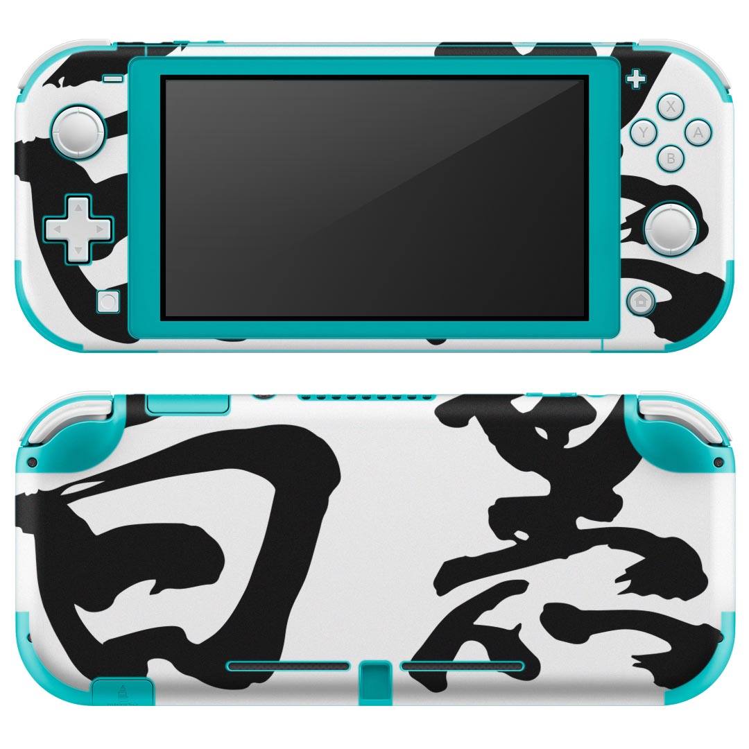 igsticker Nintendo Switch Lite 専用 デザインスキンシール 全面 ニンテンドー スイッチ ライト 専用 ゲーム機 カバー アクセサリー フィルム ステッカー エアフリー 007411 日本語・和柄 文字 日本語 白黒 ブラック