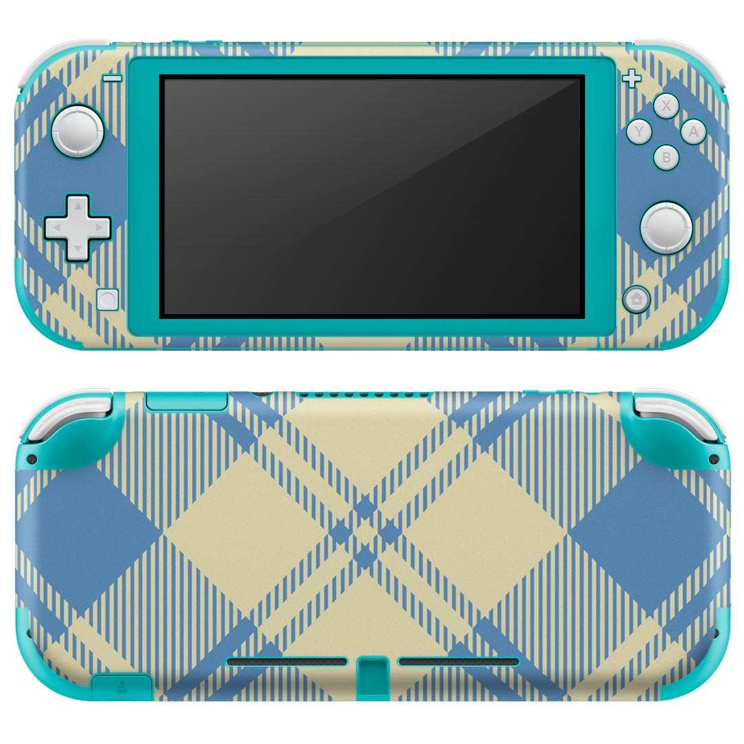 igsticker Nintendo Switch Lite 専用 デザインスキンシール 全面 ニンテンドー スイッチ ライト 専用 ゲーム機 カバー アクセサリー フィルム ステッカー エアフリー 007428 チェック 模様 青 ブルー