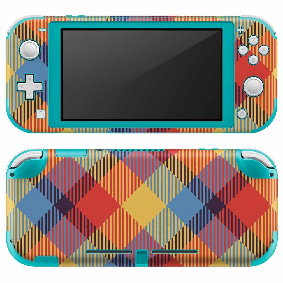 igsticker Nintendo Switch Lite 専用 デザインスキンシール 全面 ニンテンドー スイッチ ライト 専用 ゲーム機 カバー アクセサリー フィルム ステッカー エアフリー 007434 チェック 模様 カラフル