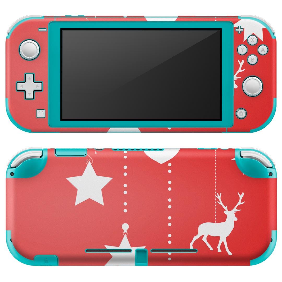 igsticker Nintendo Switch Lite 専用 デザインスキンシール 全面 ニンテンドー スイッチ ライト 専用 ゲーム機 カバー アクセサリー フィルム ステッカー エアフリー 007503 冬 雪 結晶 赤 レッド