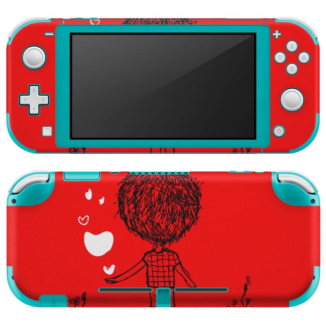 igsticker Nintendo Switch Lite 専用 デザインスキンシール 全面 ニンテンドー スイッチ ライト 専用 ゲーム機 カバー アクセサリー フィルム ステッカー エアフリー 007535 ハート 文字 英語 人物