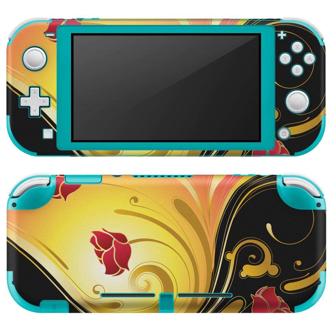 igsticker Nintendo Switch Lite 専用 デザインスキンシール 全面 ニンテンドー スイッチ ライト 専用 ゲーム機 カバー アクセサリー フィルム ステッカー エアフリー 007540 花　　赤　レッド