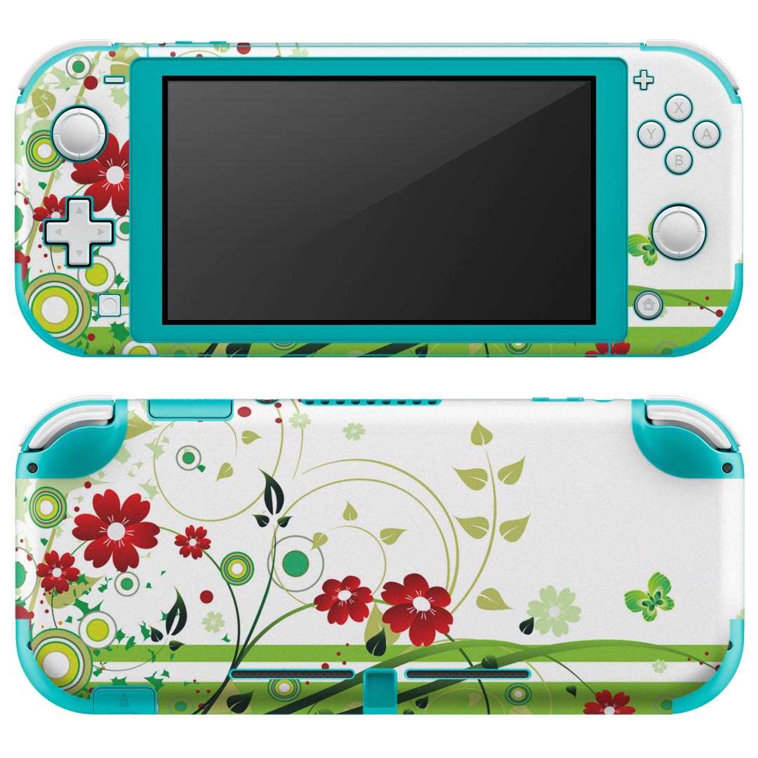 igsticker Nintendo Switch Lite 専用 デザインスキンシール 全面 ニンテンドー スイッチ ライト 専用 ゲーム機 カバー アクセサリー フィルム ステッカー エアフリー 007553 花 緑 グリーン