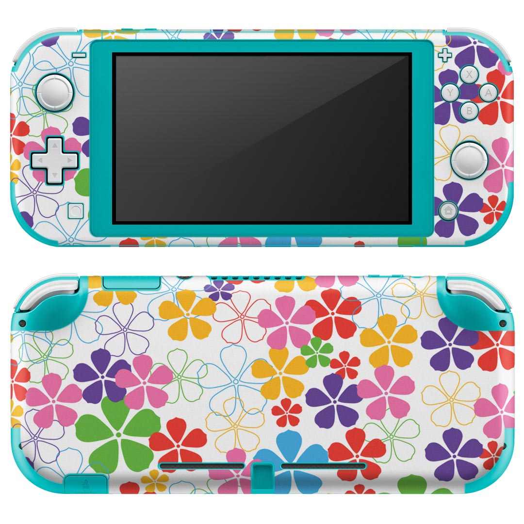 igsticker Nintendo Switch Lite 専用 デザインスキンシール 全面 ニンテンドー スイッチ ライト 専用 ゲーム機 カバー アクセサリー フィルム ステッカー エアフリー 007567 花　　カラフル　模様