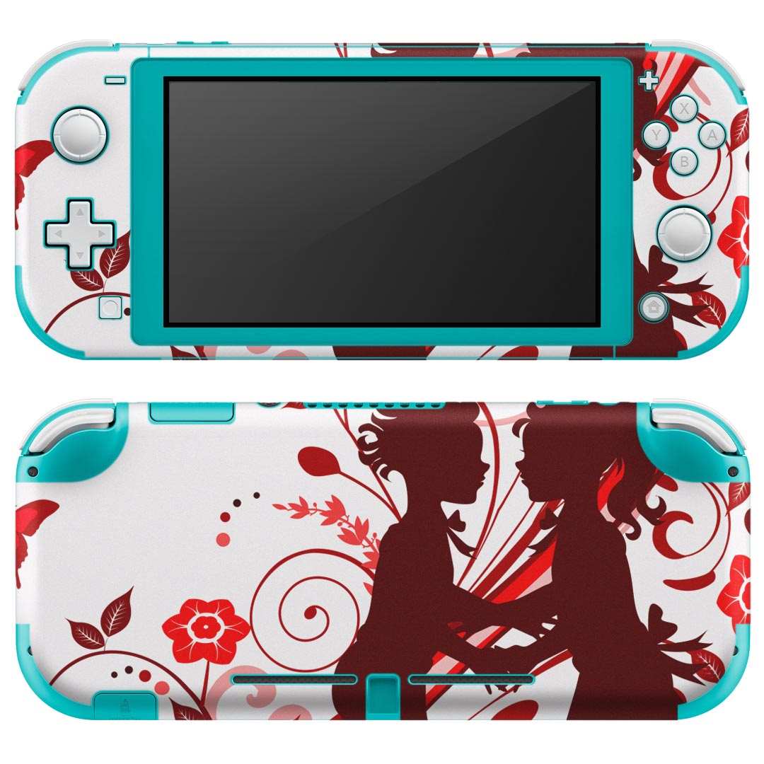 igsticker Nintendo Switch Lite 専用 デザインスキンシール 全面 ニンテンドー スイッチ ライト 専用 ゲーム機 カバー アクセサリー フィルム ステッカー エアフリー 007581 人物 花 赤 レッド