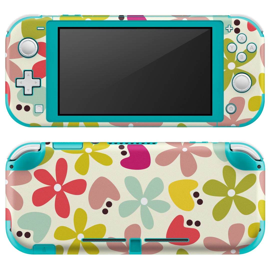 igsticker Nintendo Switch Lite 専用 デザインスキンシール 全面 ニンテンドー スイッチ ライト 専用 ゲーム機 カバー アクセサリー フィルム ステッカー エアフリー 007593 花 カラフル 模様