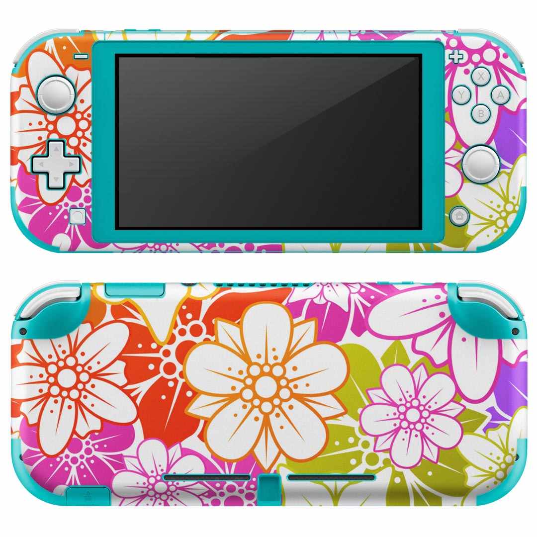 igsticker Nintendo Switch Lite 専用 デザインスキンシール 全面 ニンテンドー スイッチ ライト 専用 ゲーム機 カバー アクセサリー フィルム ステッカー エアフリー 007611 花　　カラフル　レインボー