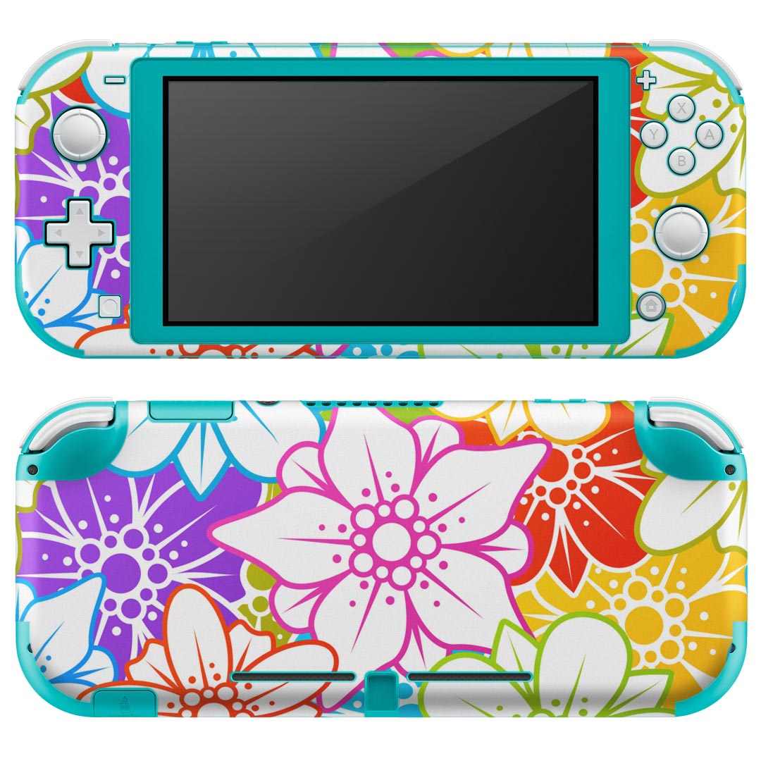 igsticker Nintendo Switch Lite 専用 デザインスキンシール 全面 ニンテンドー スイッチ ライト 専用 ゲーム機 カバー アクセサリー フィルム ステッカー エアフリー 007616 花　　カラフル　模様