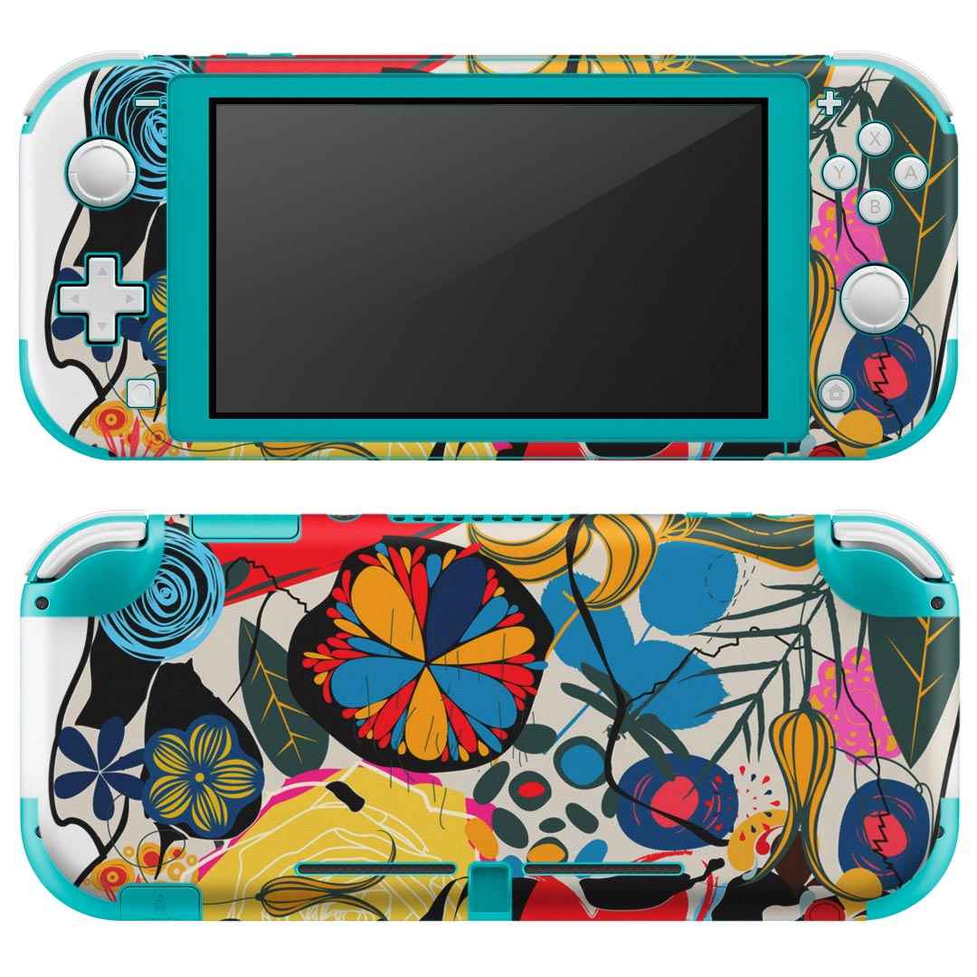 igsticker Nintendo Switch Lite 専用 デザインスキンシール 全面 ニンテンドー スイッチ ライト 専用 ゲーム機 カバー アクセサリー フィルム ステッカー エアフリー 007618 花 ドクロ 骸骨