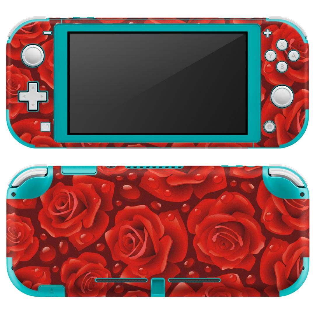 igsticker Nintendo Switch Lite 専用 デザインスキンシール 全面 ニンテンドー スイッチ ライト 専用 ゲーム機 カバー アクセサリー フィルム ステッカー エアフリー 007621 花 模様 赤 レッド