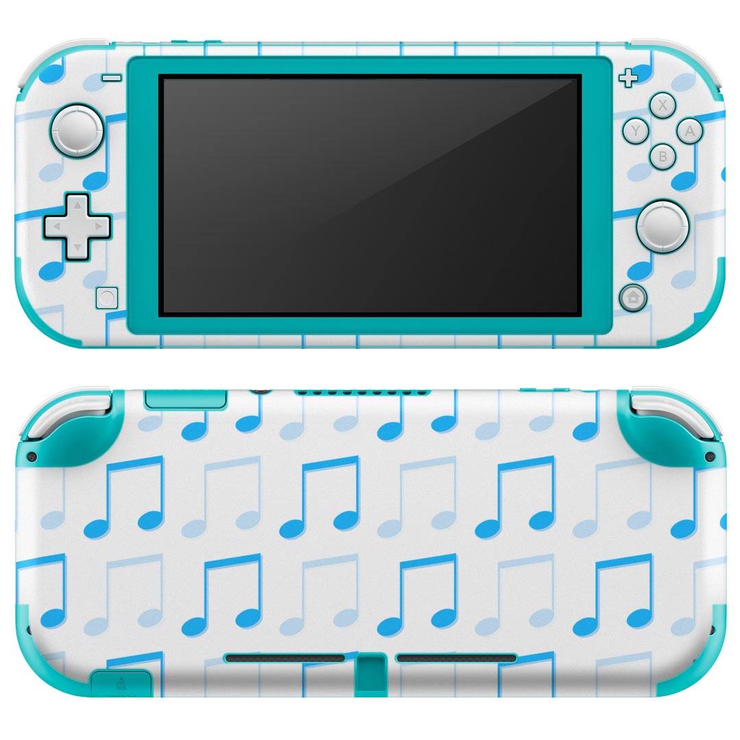 igsticker Nintendo Switch Lite 専用 デザインスキンシール 全面 ニンテンドー スイッチ ライト 専用 ゲーム機 カバー アクセサリー フィルム ステッカー エアフリー 007640 音符 模様 水色