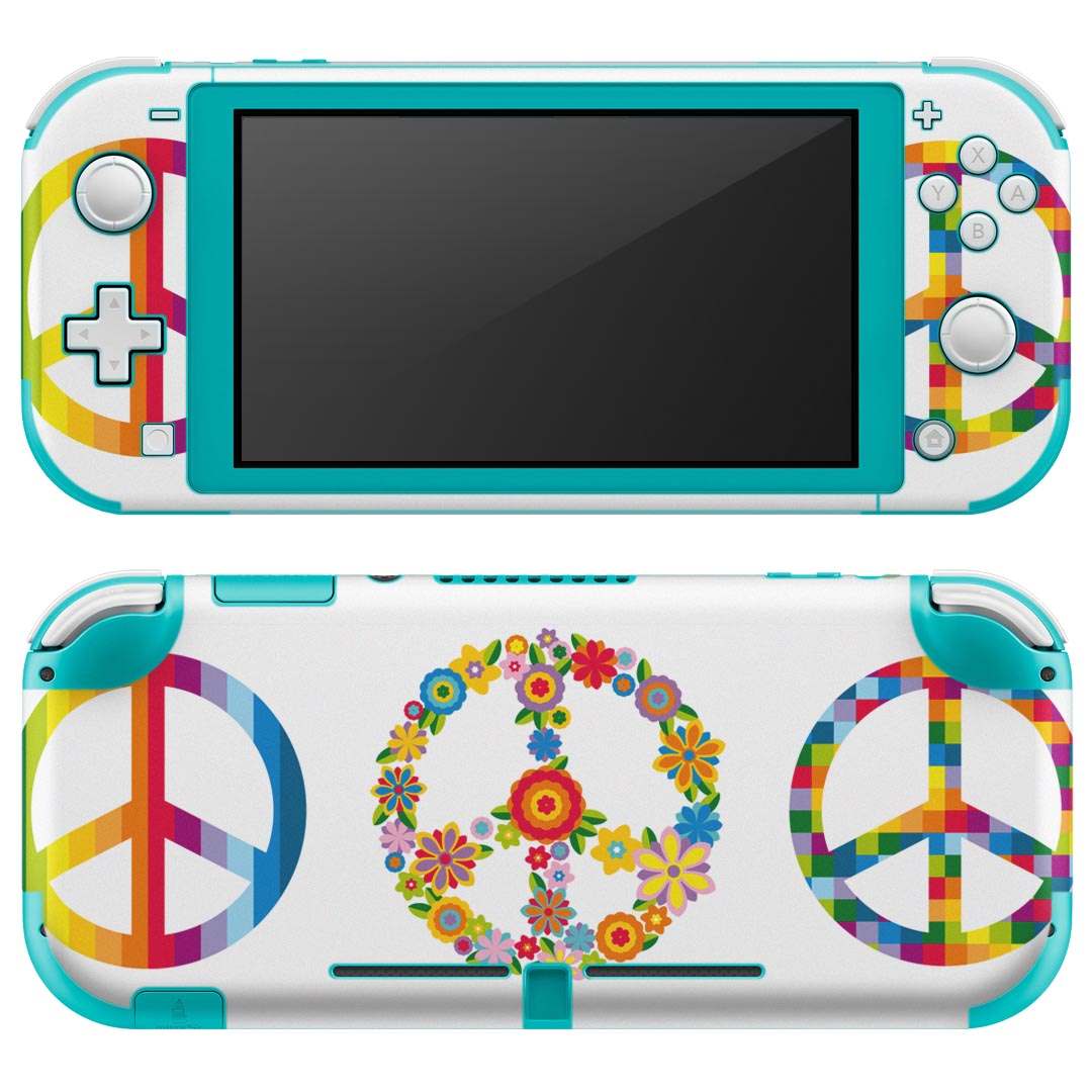 igsticker Nintendo Switch Lite 専用 デザインスキンシール 全面 ニンテンドー スイッチ ライト 専用 ゲーム機 カバー アクセサリー フィルム ステッカー エアフリー 007690 レインボー 花 ピースマーク