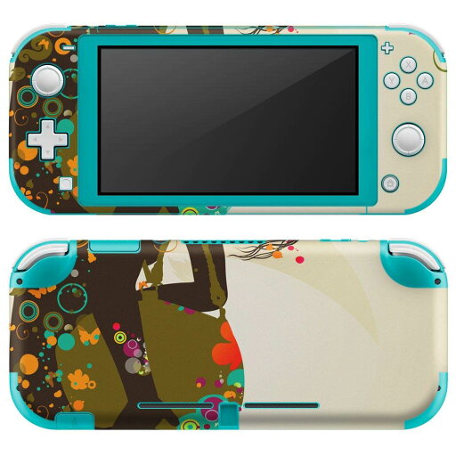 igsticker Nintendo Switch Lite 専用 デザインスキンシール 全面 ニンテンドー スイッチ ライト 専用 ゲーム機 カバー アクセサリー フィルム ステッカー エアフリー 007705 人物 蝶 オレンジ 植物