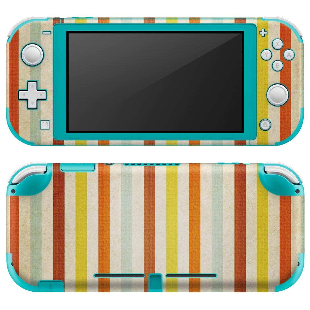 igsticker Nintendo Switch Lite 専用 デザインスキンシール 全面 ニンテンドー スイッチ ライト 専用 ゲーム機 カバー アクセサリー フィルム ステッカー エアフリー 007740 ストライプ　カラフル　レトロ　模様