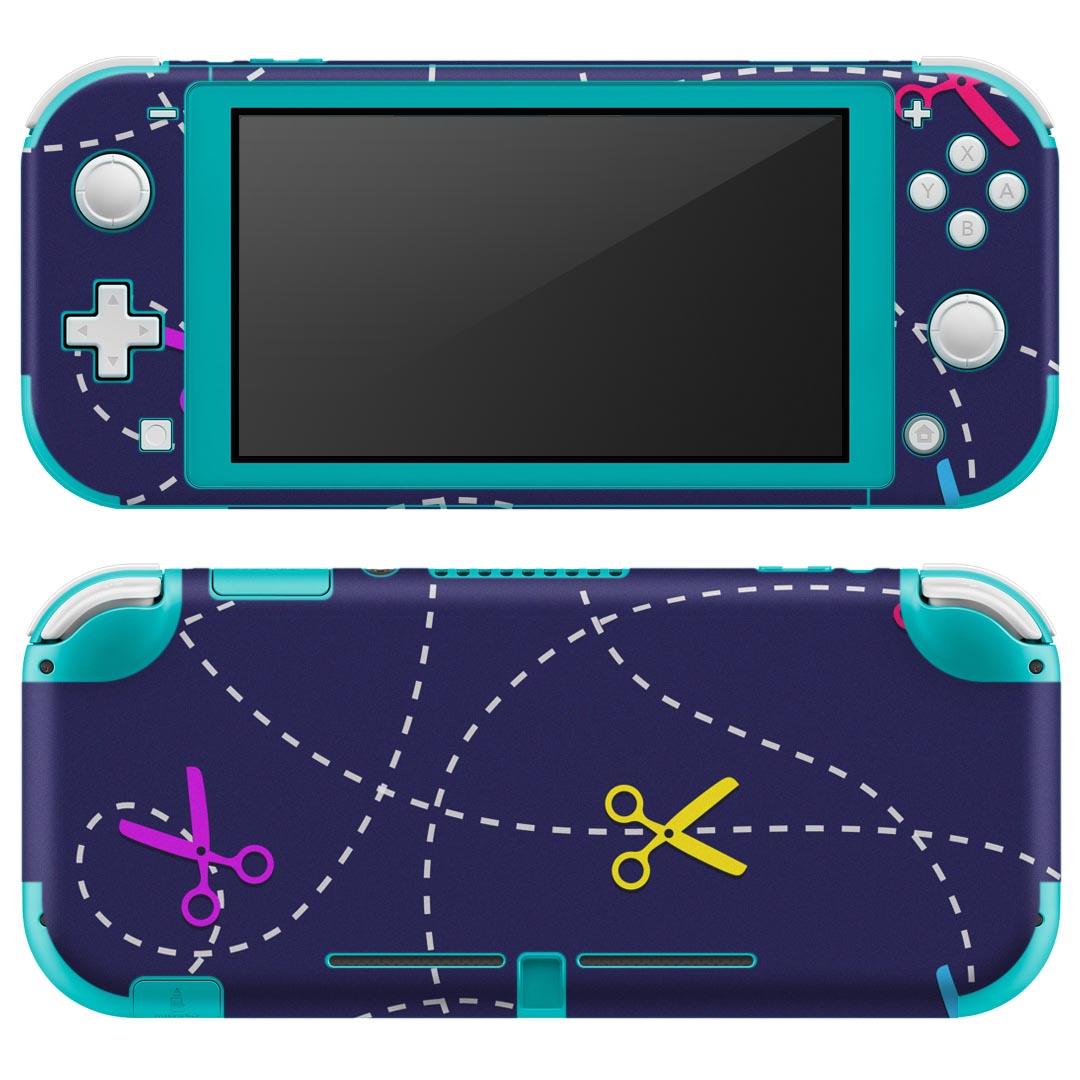 igsticker Nintendo Switch Lite 専用 デザインスキンシール 全面 ニンテンドー スイッチ ライト 専用 ゲーム機 カバー アクセサリー フィルム ステッカー エアフリー 007746 はさみ 鋏 カラフル 模様