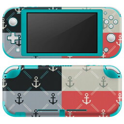 igsticker Nintendo Switch Lite 専用 デザインスキンシール 全面 ニンテンドー スイッチ ライト 専用 ゲーム機 カバー アクセサリー フィルム ステッカー エアフリー 007747 いかり　模様　赤　レッド　黒　ブラック