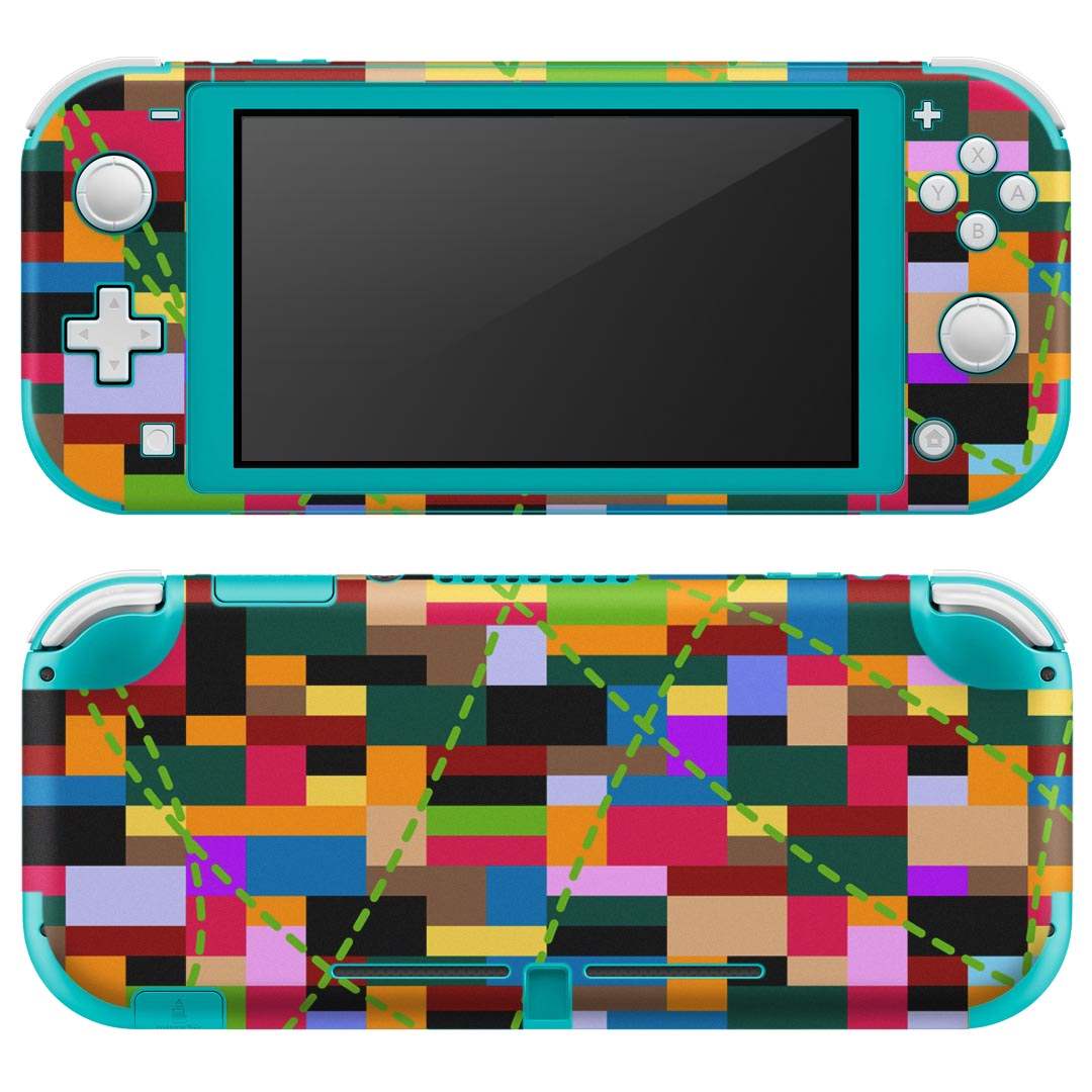 igsticker Nintendo Switch Lite 専用 デザインスキンシール 全面 ニンテンドー スイッチ ライト 専用 ゲーム機 カバー アクセサリー フィルム ステッカー エアフリー 007777 カラフル　緑　グリーン　模様