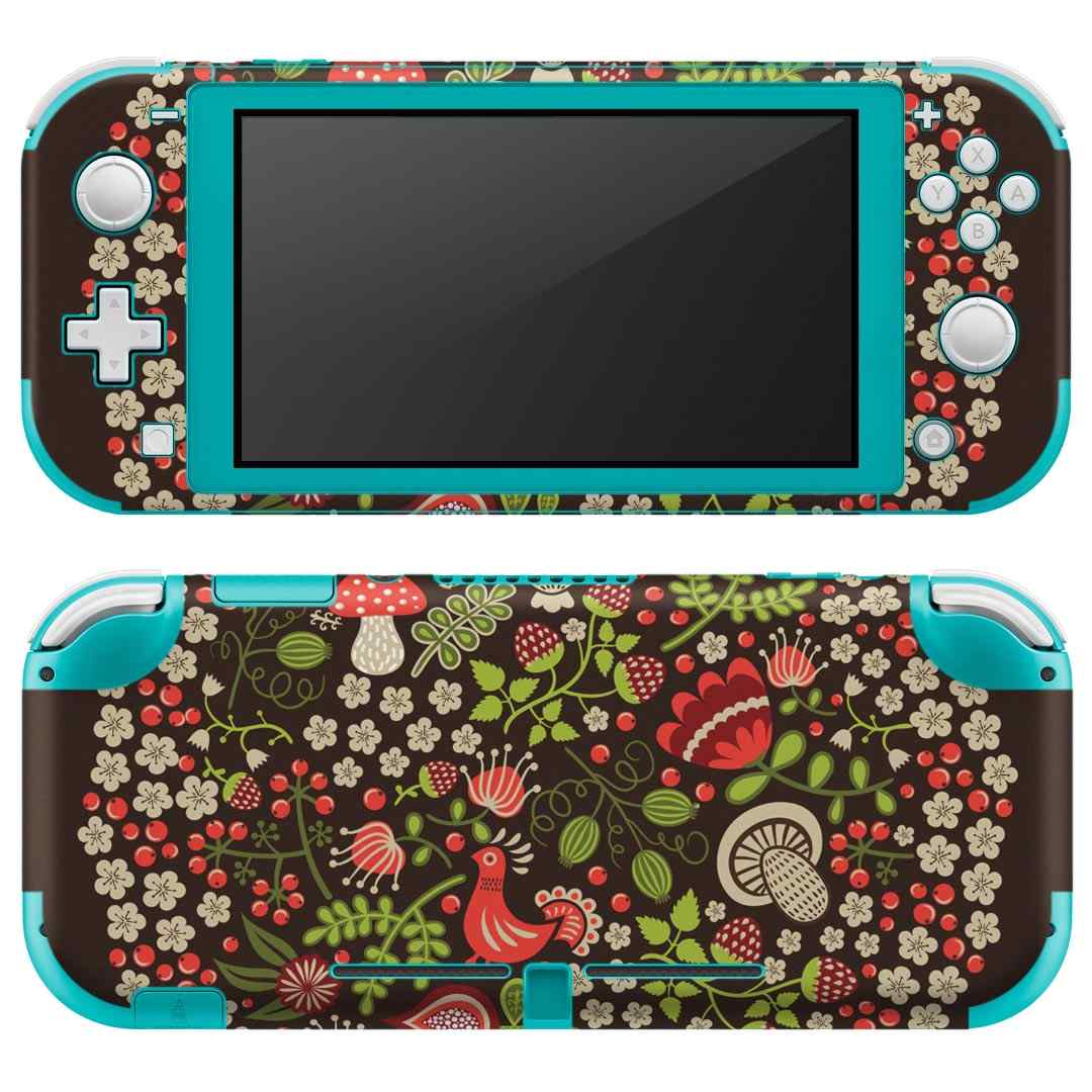 igsticker Nintendo Switch Lite 専用 デザインスキンシール 全面 ニンテンドー スイッチ ライト 専用 ゲーム機 カバー アクセサリー フィルム ステッカー エアフリー 007787 花  フクロウ 鳥