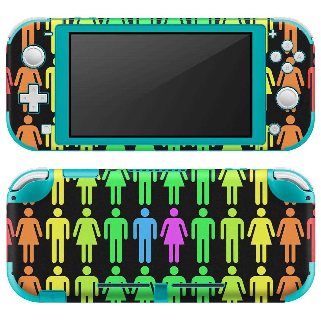igsticker Nintendo Switch Lite 専用 デザインスキンシール 全面 ニンテンドー スイッチ ライト 専用 ゲーム機 カバー アクセサリー フィルム ステッカー エアフリー 007790 人物　カラフル　レインボー　模様