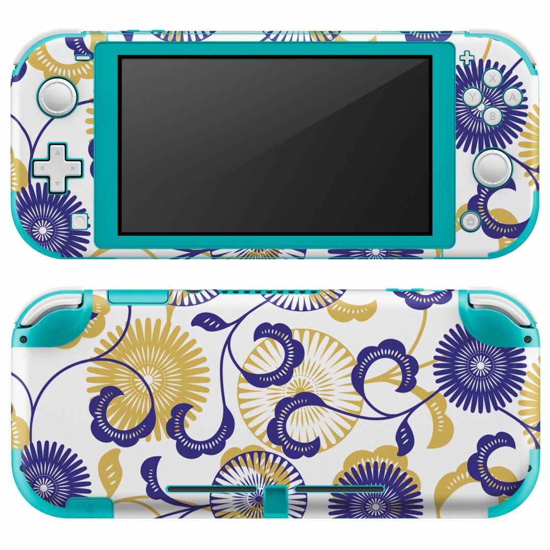 igsticker Nintendo Switch Lite 専用 デザインスキンシール 全面 ニンテンドー スイッチ ライト 専用 ゲーム機 カバー アクセサリー フィルム ステッカー エアフリー 007803 花　　青　ブルー　模様