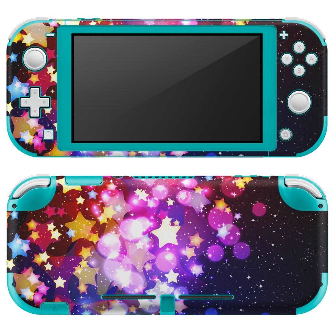 igsticker Nintendo Switch Lite 専用 デザインスキンシール 全面 ニンテンドー スイッチ ライト 専用 ゲーム機 カバー アクセサリー フィルム ステッカー エアフリー 007846 星 スター カラフル レインボー