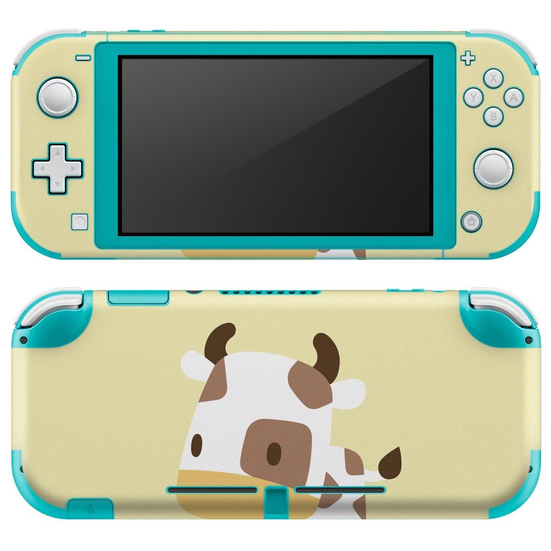 igsticker Nintendo Switch Lite 専用 デザインスキンシール 全面 ニンテンドー スイッチ ライト 専用 ゲーム機 カバー アクセサリー フィルム ステッカー エアフリー 007850 牛　うし　イラスト　キャラクター