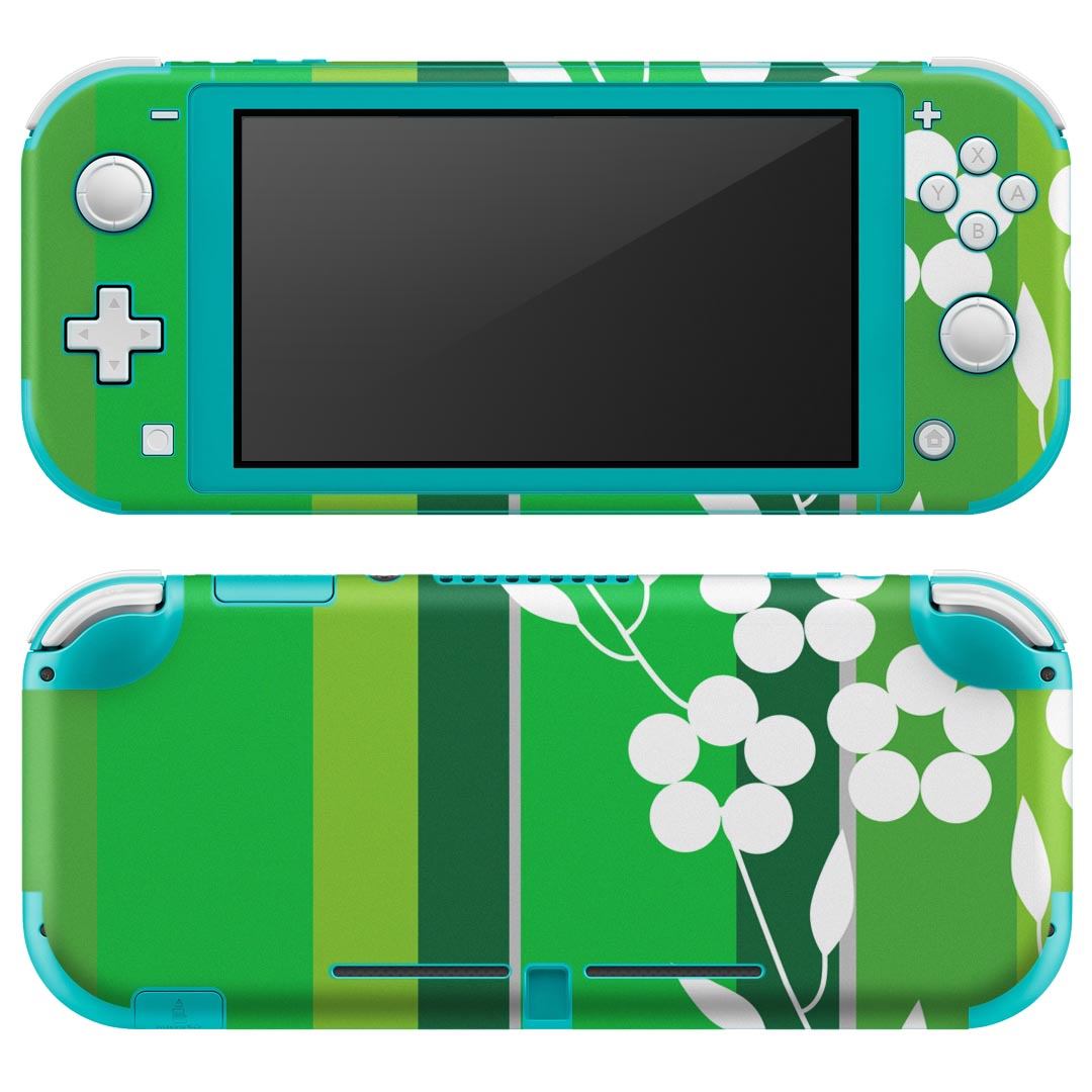 igsticker Nintendo Switch Lite 専用 デザインスキンシール 全面 ニンテンドー スイッチ ライト 専用 ゲーム機 カバー アクセサリー フィルム ステッカー エアフリー 007857 花　　グリーン　緑
