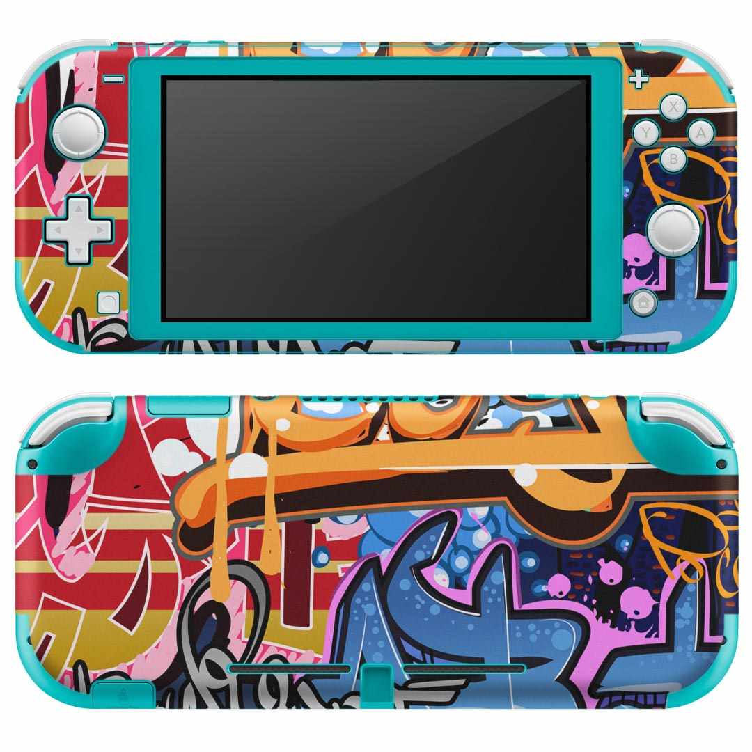 igsticker Nintendo Switch Lite 専用 デザインスキンシール 全面 ニンテンドー スイッチ ライト 専用 ゲーム機 カバー アクセサリー フィルム ステッカー エアフリー 007865 文字　英語　カラフル　ペンキ　インク