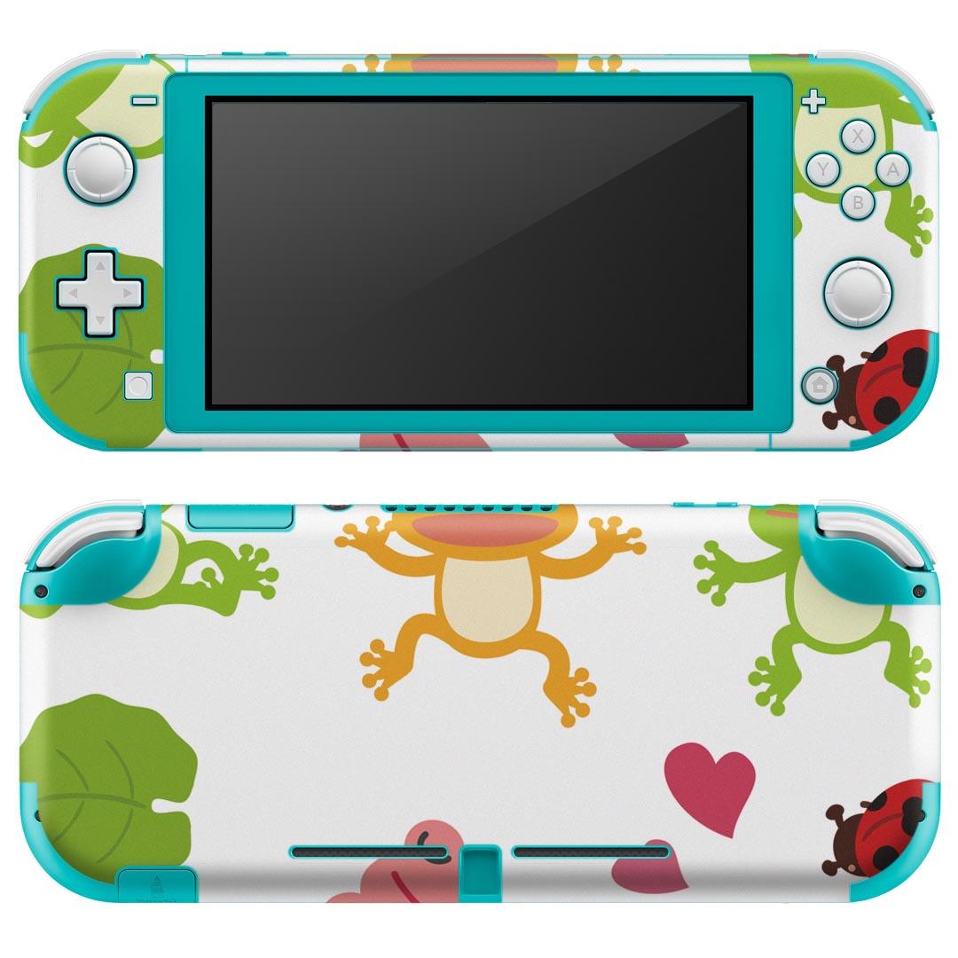 igsticker Nintendo Switch Lite 専用 デザインスキンシール 全面 ニンテンドー スイッチ ライト 専用 ゲーム機 カバー アクセサリー フィルム ステッカー エアフリー 007872 カエル　蛙　緑　グリーン(2)