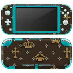 igsticker Nintendo Switch Lite 専用 デザインスキンシール 全面 ニンテンドー スイッチ ライト 専用 ゲーム機 カバー アクセサリー フィルム ステッカー エアフリー 007906 茶色　ブラウン　クラウン　王冠　模様